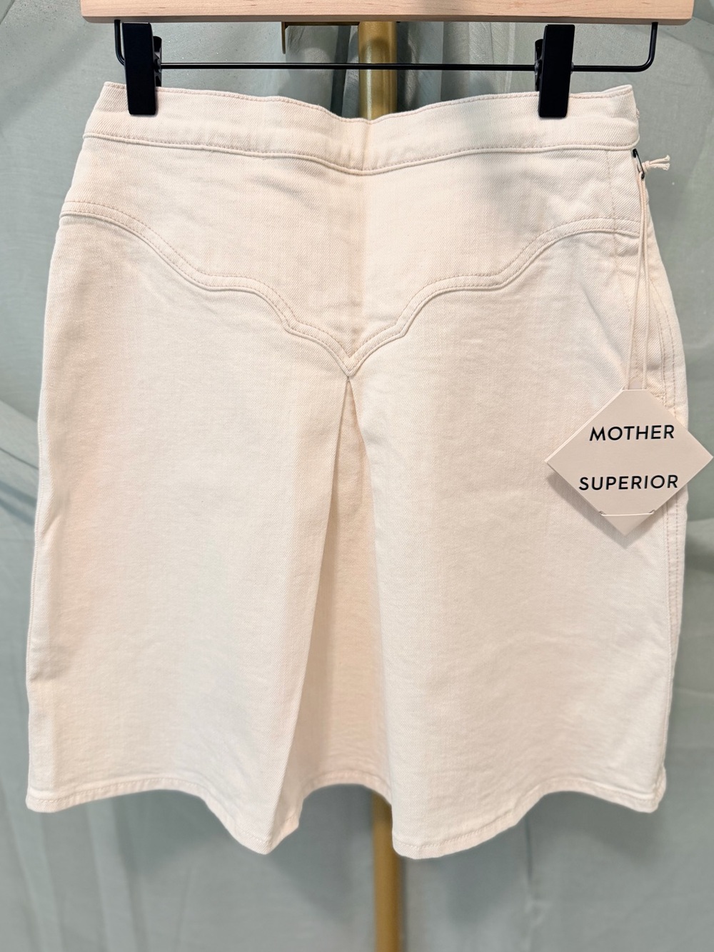 MOTHER Cream Denim Mini Skirt